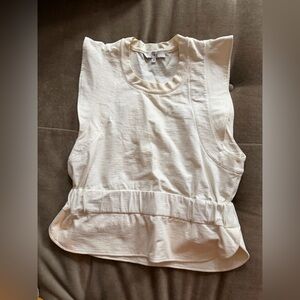 IRO Cream Sleeveless Peplum Top | size 36 (size 4, small) | Structured Cotton